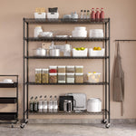 UltraDurable 5-Tier NSF Steel Wire Shelving, 48"W x 24"D x 76"H, Black | Heavy-duty commercial-grade solid steel wire storage rack featuring 800 pounds per shelf weight capacity