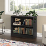 Bush Home Universal Small 2 Shelf Bookcase in Black, Low Storage and Display Bookshelf for Home Office or Living Room Organization
