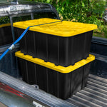Sterilite Industrial Storage Tote with Lids for Garage, 27 Gallon, 4-Pack | Heavy-Duty and Stackable Utility Box Containers for Home, Office, and Basement Organization, Black/Yellow