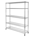 UltraDurable 5-Tier NSF Steel Wire Shelving, 48"W x 24"D x 76"H, Black | Heavy-duty commercial-grade solid steel wire storage rack featuring 800 pounds per shelf weight capacity
