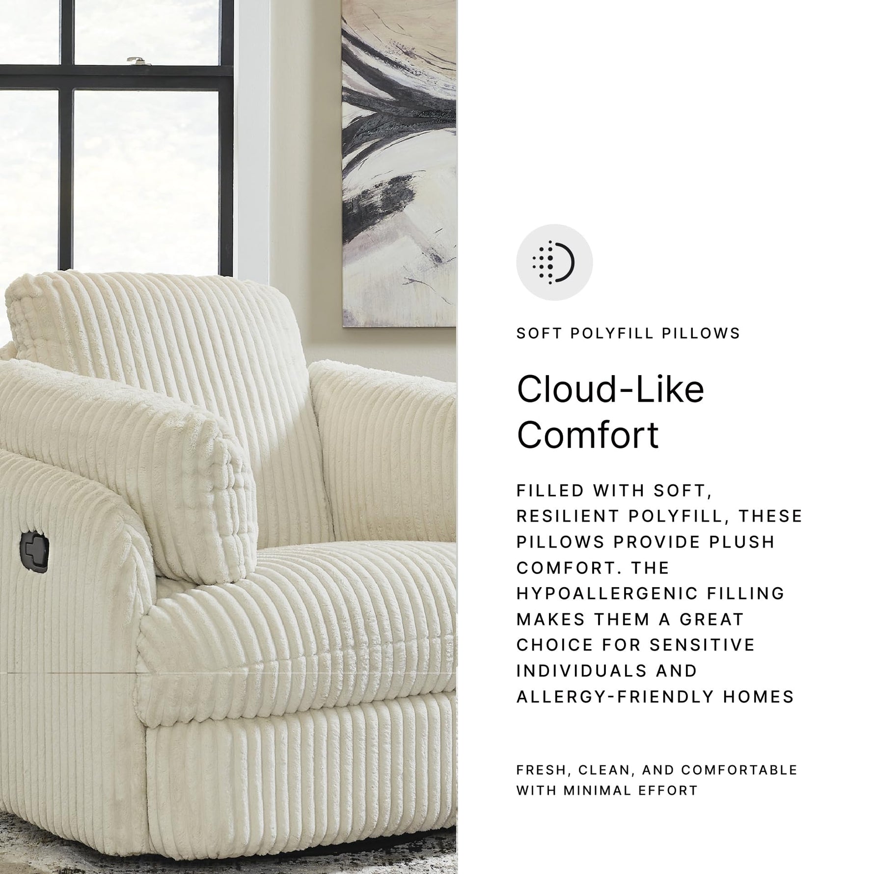Signature Design by Ashley Tie-Breaker Swivel Glider Recliner, 2 Bolster Pillows, Hidden Storage, Fabric Upholstery, 41.38" W x 40.25" D x 39.75" H, Light Gray