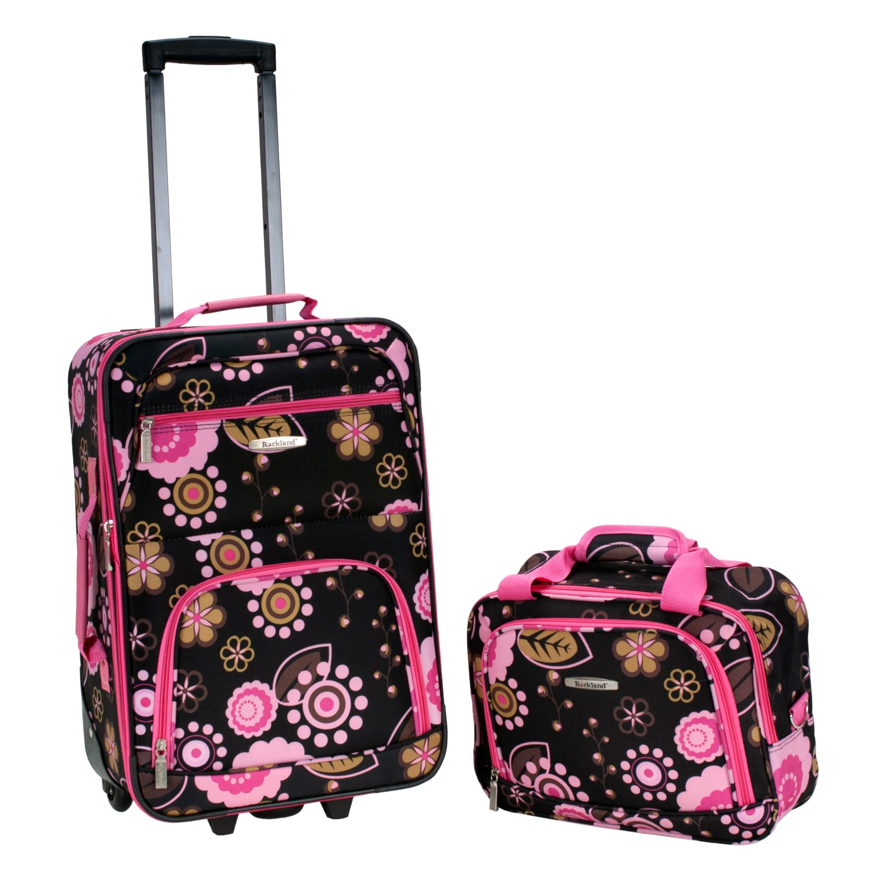 Rockland Fashion Softside 2 Piece Luggage Set, Expandable, (14" Tote/19" Upright), Purple