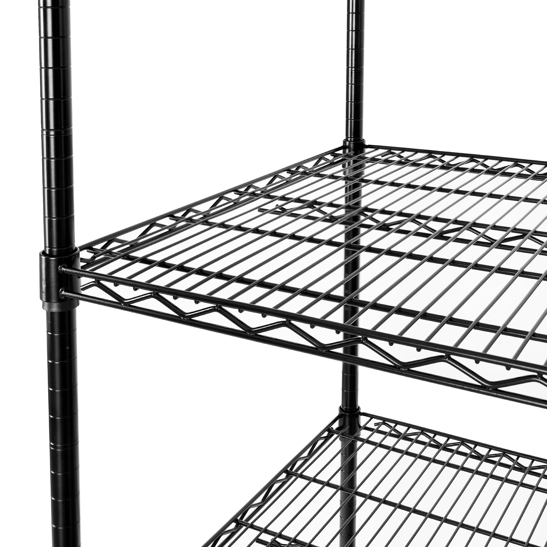 UltraDurable 5-Tier NSF Steel Wire Shelving, 48"W x 24"D x 76"H, Black | Heavy-duty commercial-grade solid steel wire storage rack featuring 800 pounds per shelf weight capacity