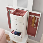 Powell Furniture Jewelry Armoire, White, 13"x 9.375"x 35.5"