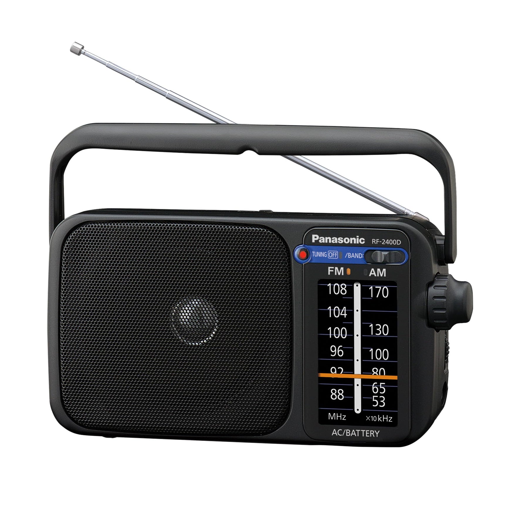 Panasonic Portable AM/FM Radio, Battery Operated Analog Radio, AC Powered, Black (RF-2400-K)