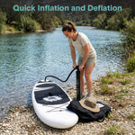 SereneLife Inflatable Stand Up Paddle Board (6 Inches Thick) with Premium SUP Accessories & Carry Bag | Wide Stance, Bottom Fin for Paddling, Surf Control, Non-Slip Deck | Youth & Adult Standing Boat