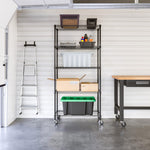 UltraDurable 5-Tier NSF Steel Wire Shelving, 48"W x 24"D x 76"H, Black | Heavy-duty commercial-grade solid steel wire storage rack featuring 800 pounds per shelf weight capacity