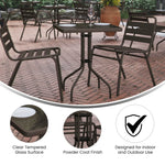 Flash Furniture Barker 23.5" Square Indoor/Outdoor Tempered Glass Patio Side Table, Outdoor Patio Table for Commercial or Residential Use, Clear/Black