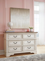 Signature Design By Ashley Realyn French Country Youth 6 Drawer Dresser, Chipped White & Brown
