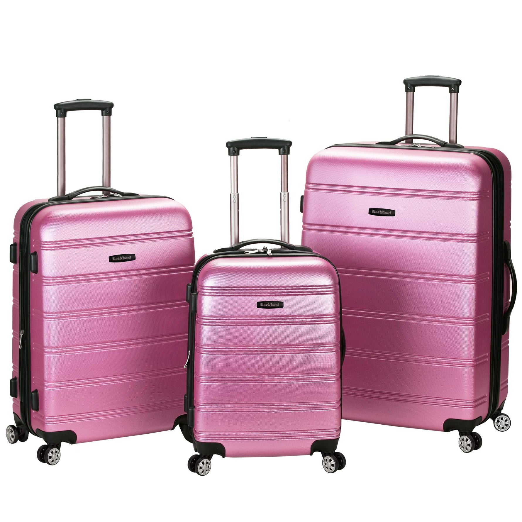 Rockland Melbourne Hardside Expandable Spinner Wheel Luggage, Checked Large 28", Black