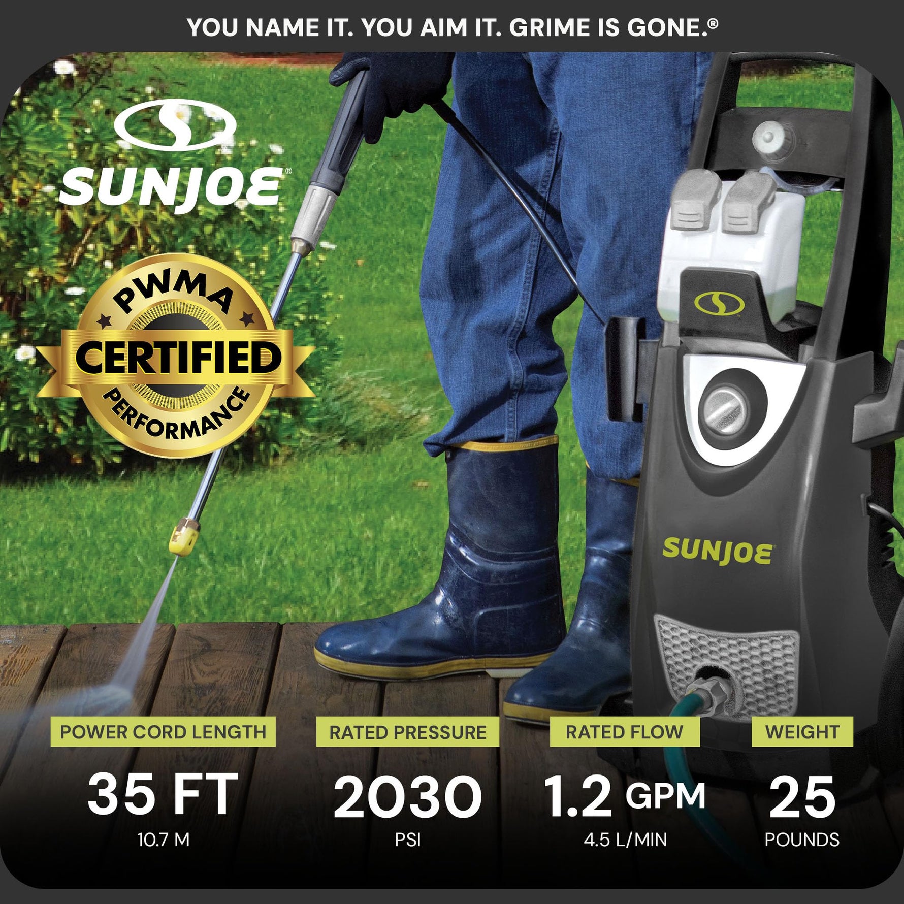 Sun Joe Electric Pressure Power Washer, Heavy-Duty, Cleaning Machine for Patios, Decks, & Sidewalks, Safety First GFCI Power Cord, w/Dual Soap Tanks, SPX3000