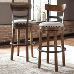 Signature Design by Ashley Valebeck Upholstered Swivel Stool, Cushioned Seat, Woven Fabric Upholstery, Wood, 24" H, Brown & Black