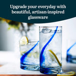 Libbey Blue Ribbon 16 Piece Tumbler and Rocks Glass Set, Infused Blue Ribbon Drinkware Glasses Set, Artisan Inspired Four-Dimple Shaped Rock Glasses, Dishwasher Safe Tumbler Glasses Set