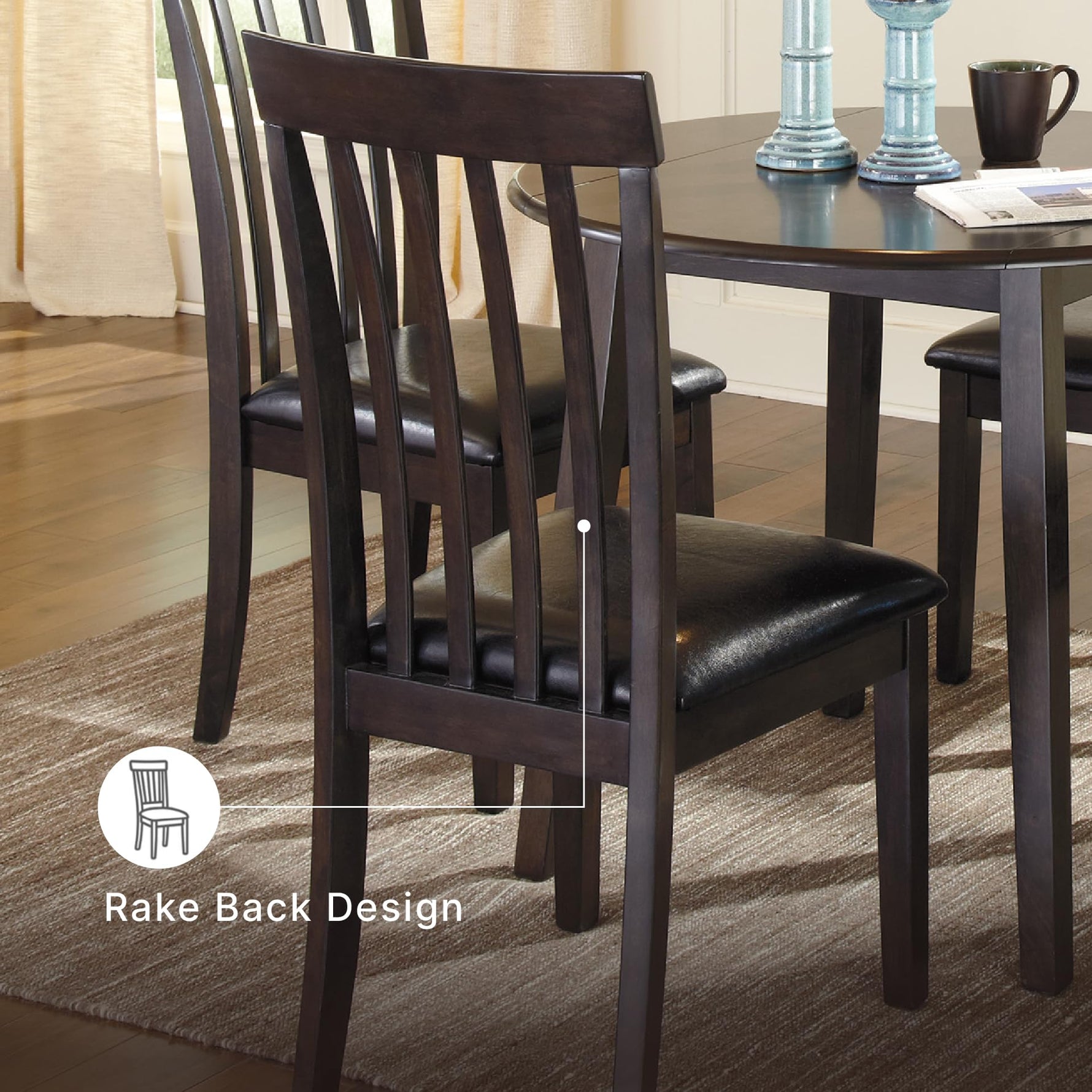 Signature Design by Ashley Hammis Rake Back Dining Room Chair, Set of 2, Dark Brown