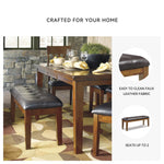 Signature Design by Ashley Ralene Tufted Upholstered Dining Room Bench, Medium Brown
