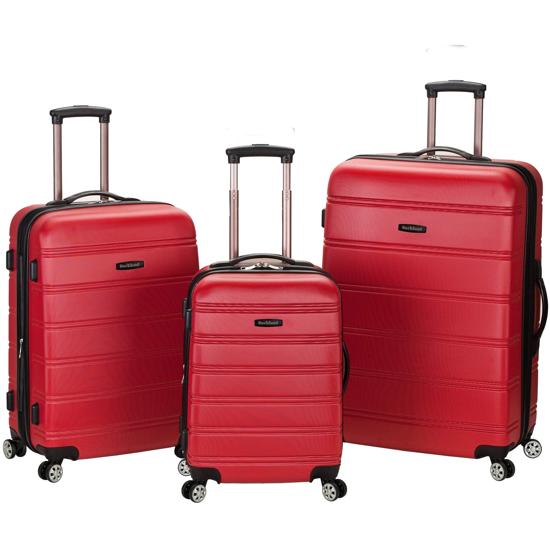 Rockland Melbourne Hardside Expandable Spinner Wheel Luggage, Checked Large 28", Black