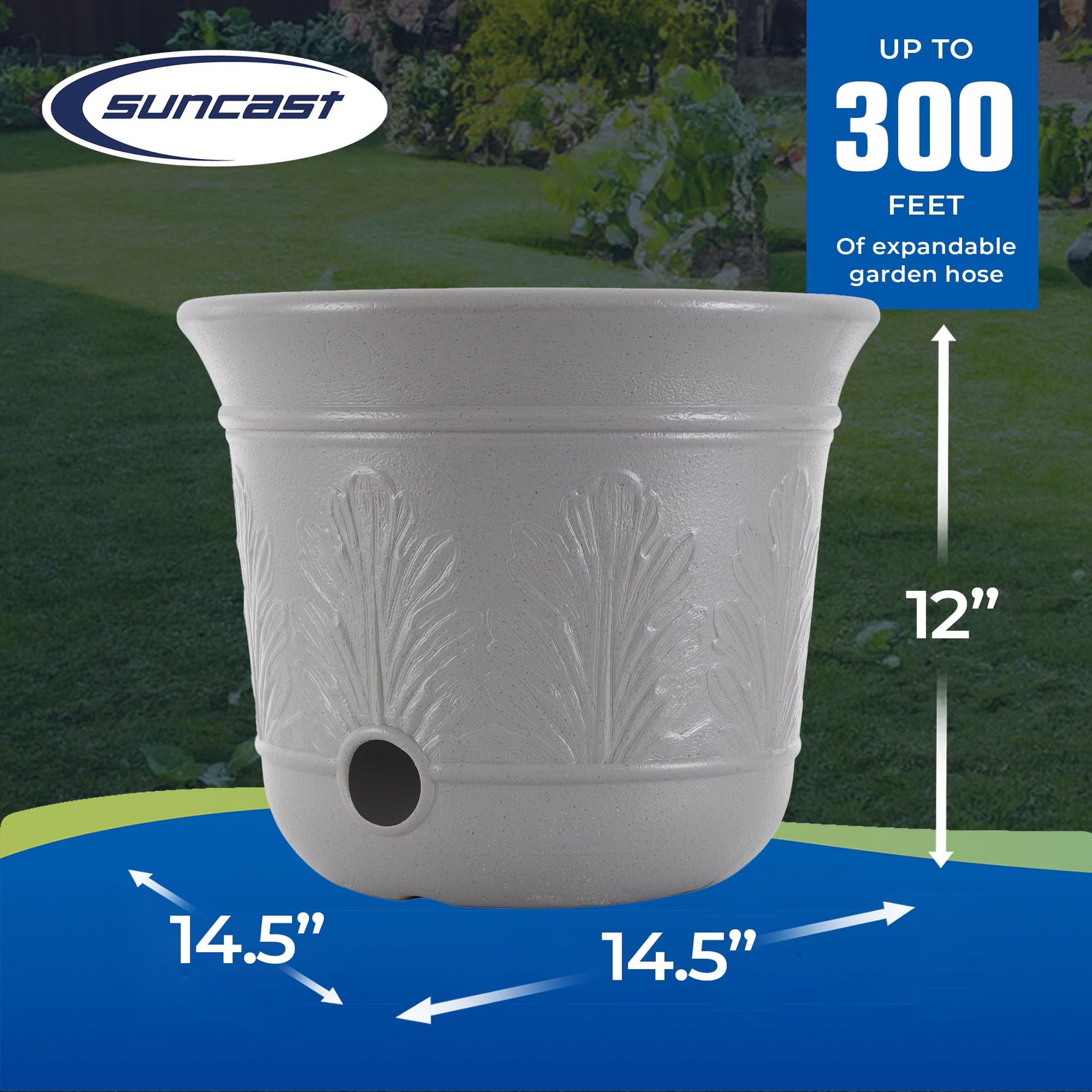 Suncast 300 ft. Decorative Resin 5 Gallon Hose Storage Pot 4-Pack, Gray Speckle, CPLHPL100