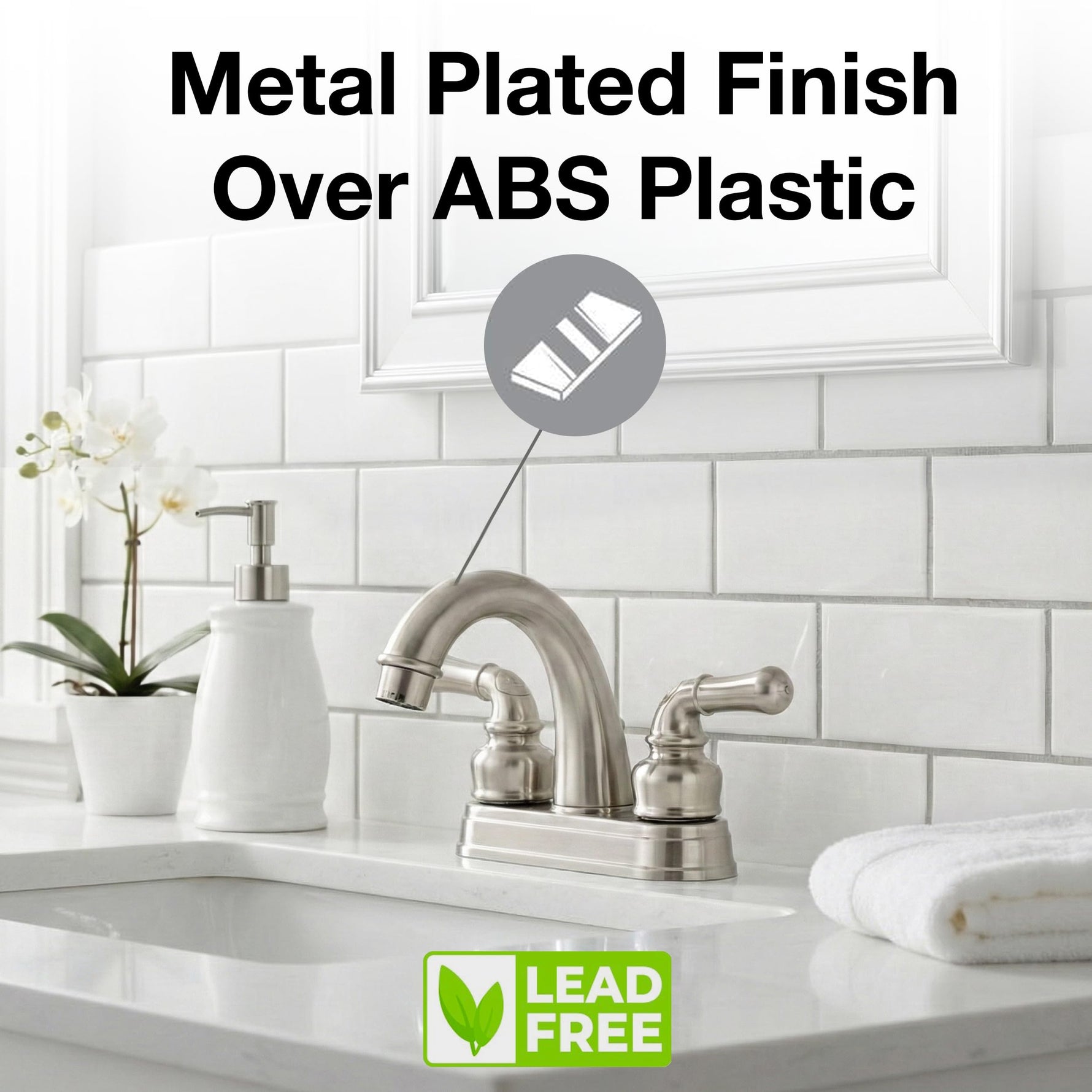 Dura Faucet DF-PL620C-SN RV Bathroom Sink Faucet - Smooth Turning 2-Lever (Brushed Satin Nickel)