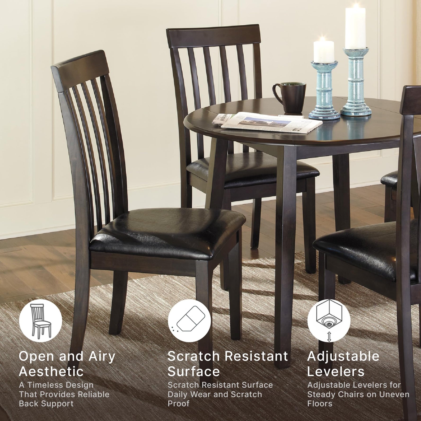 Signature Design by Ashley Hammis Rake Back Dining Room Chair, Set of 2, Dark Brown