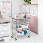 Seville Classics Commercial Work Table Island Utility Cart Prep Station, for Restaurant, Kitchen, Warehouse, Garage, Hotel, Home, Stainless-Steel Top NSF , 49" W x 24" D | Heavy-duty durable workstation supports 1,000 lb with adjustable wire shelf, is ver