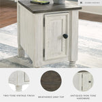 Signature Design by Ashley Havalance Casual Chair Side End Table, Dual USB Charging Port, Fixed Shelf, Pine Wood, 16" W x 24.25" D x 22.88" H, White & Gray
