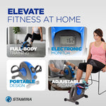 Stamina Mini Exercise Bike with Smooth Pedal System - Portable Pedal Exerciser - Cardio Equipment Fitness Bike - Stationary Bike for Home Workout - Blue