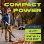 Sun Joe SBJ597E All-Purpose Electric Leaf Blower, 6-Amp Motor, 155 MPH, 260 CFM, Black - Lightweight & Compact, One-Hand Operation for Yards, Porches, Patios, Walkways, Decks, Garage & Light Snow