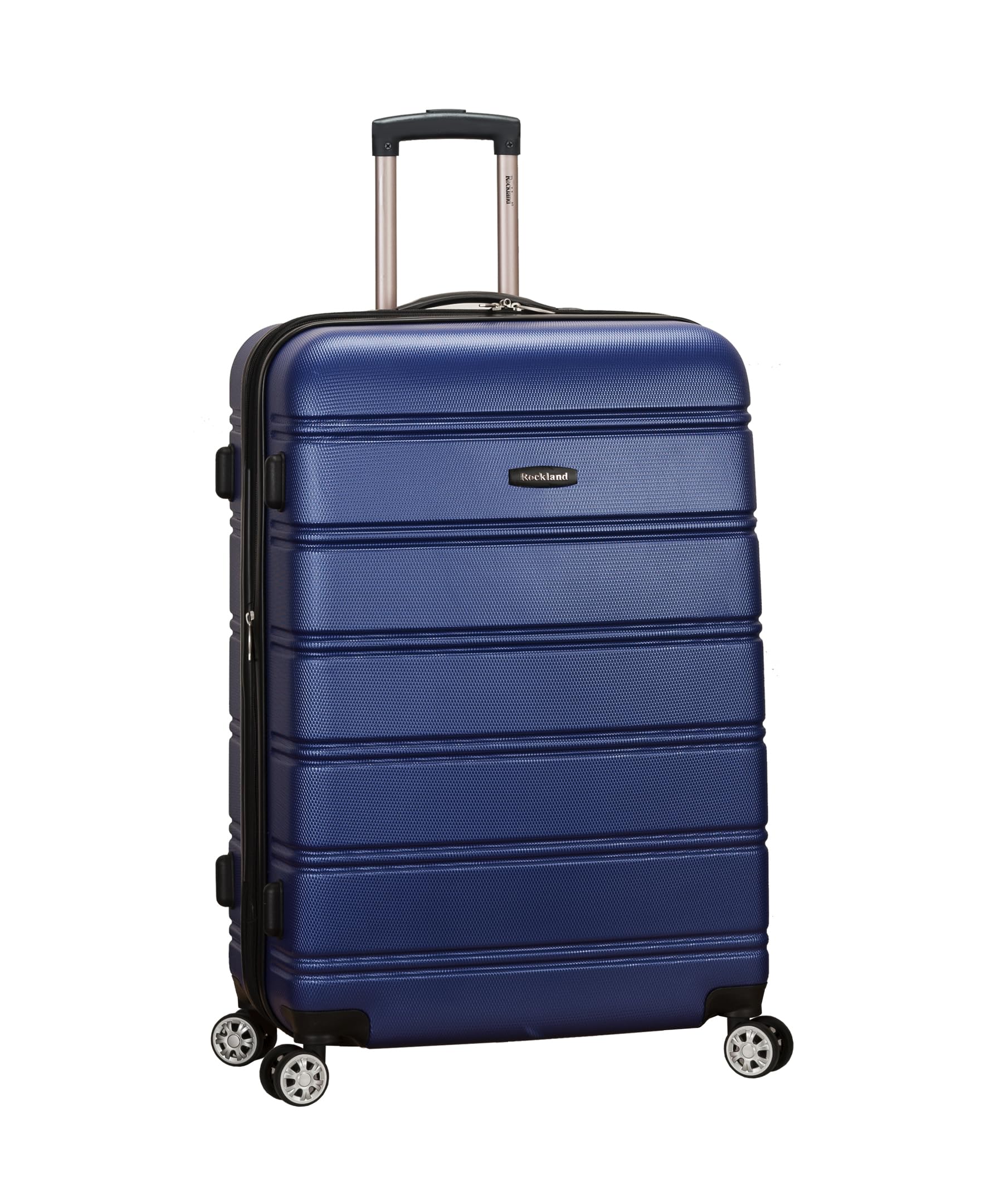 Rockland Melbourne Hardside Expandable Spinner Wheel Luggage, Checked Large 28", Black