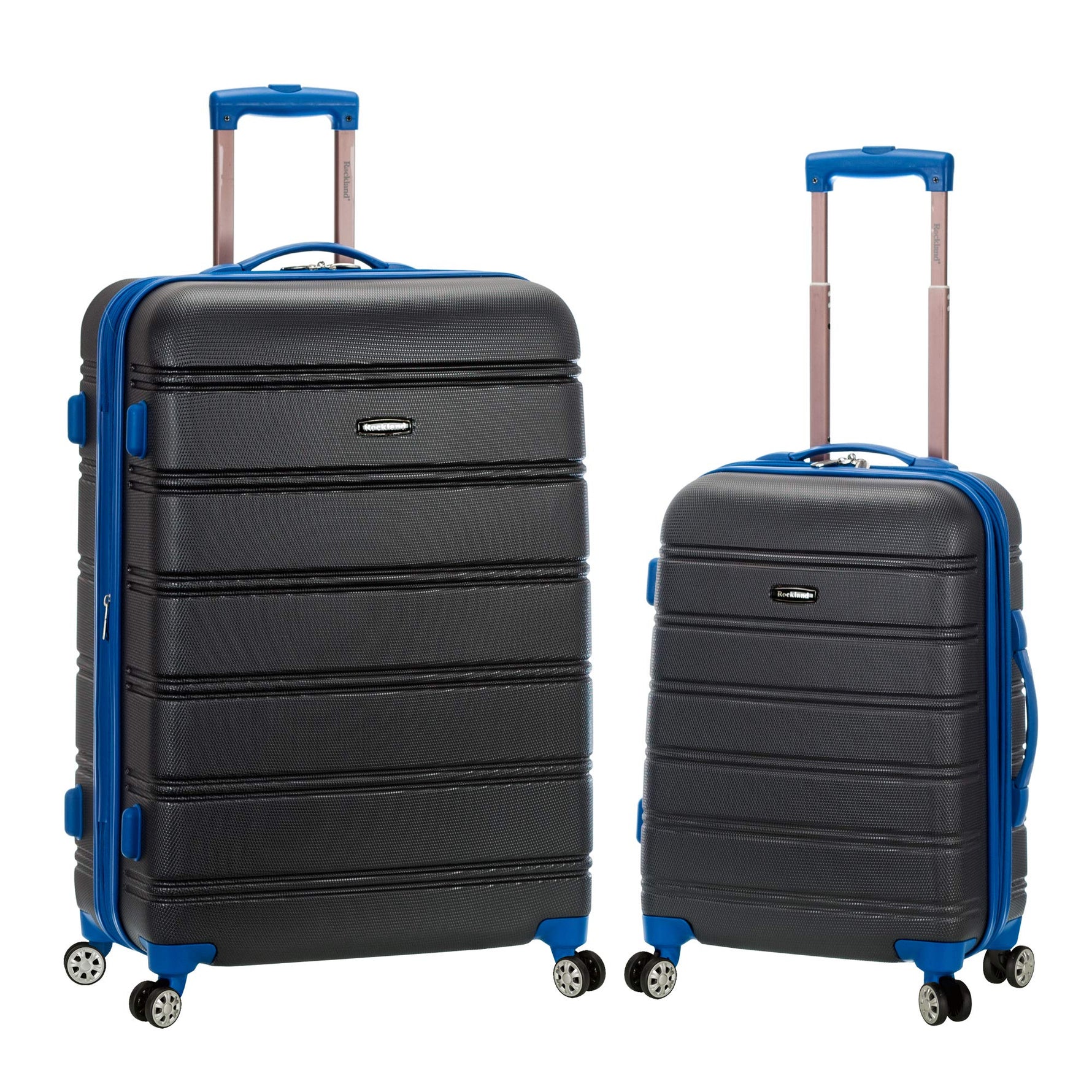 Rockland Melbourne Hardside Expandable Spinner Wheel Luggage, Checked Large 28", Black