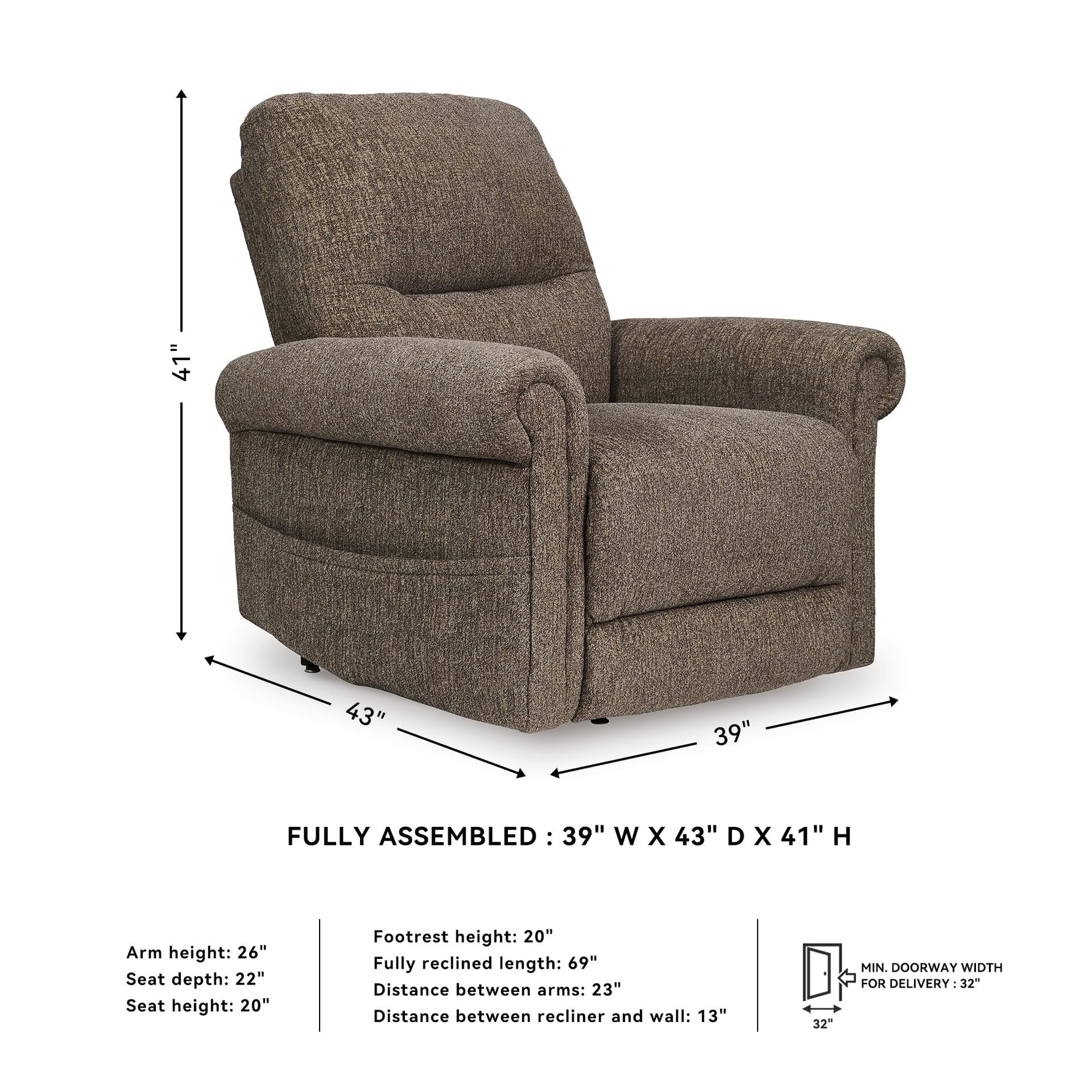 Signature Design by Ashley Skymaker Modern Faux Leather Manual Rocker Recliner with Track Arms, Dark Brown