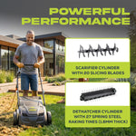 Sun Joe Corded Electric Dethatcher & Scarifier with 8-Gal Bag, 12.6-Inch Cutting Width, 12-Amp Motor - Heavy-Duty Yard Trimmer for Gardening Care and Lawn Maintenance, AJ801E