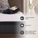 Signature Design by Ashley Chime 12 Inch Hybrid Full Mattress, Memory Foam with Lumbar Support, High-Density Foam & Pocketed Coils for Comfort & Back Support, Mattresses in a Box, Full Size