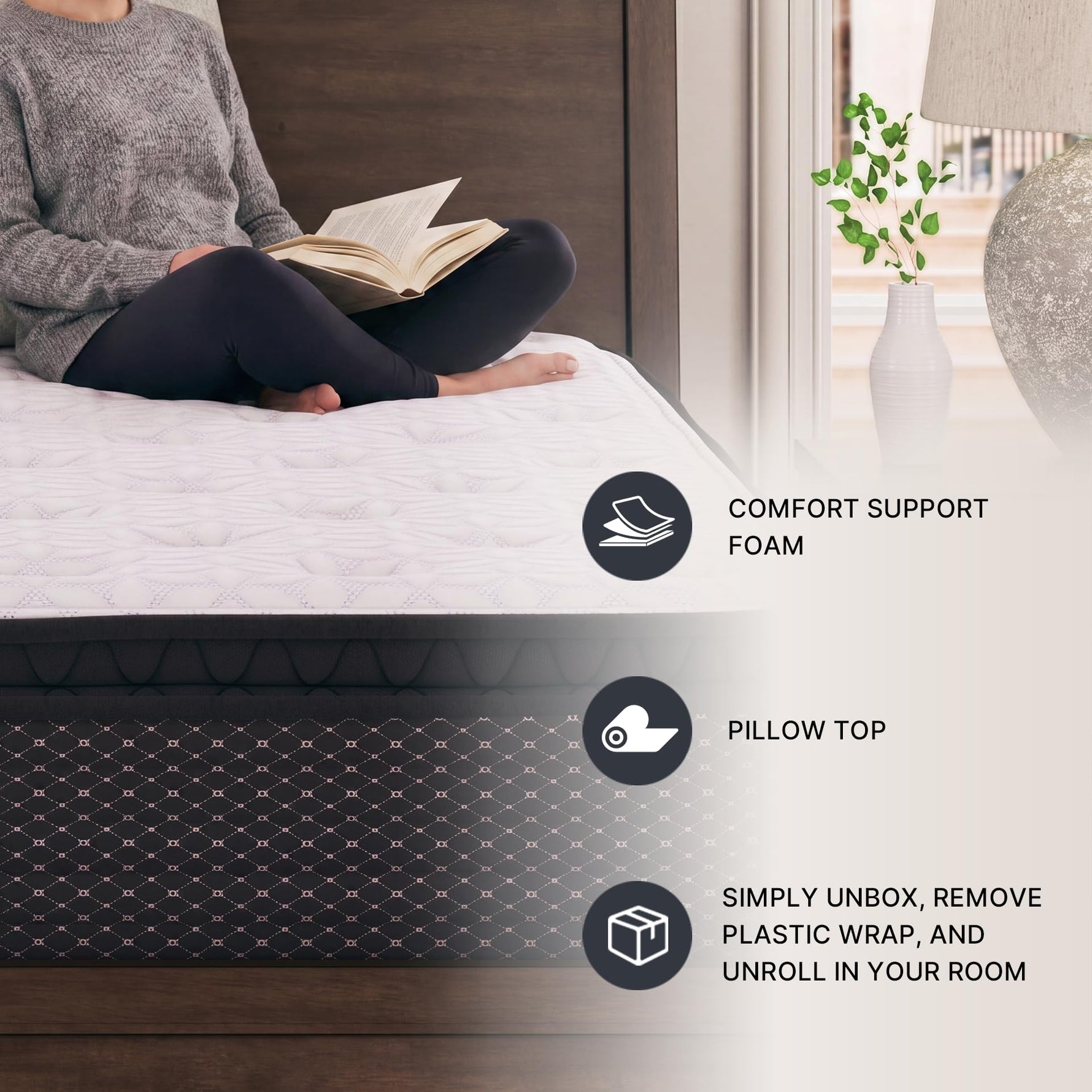 Signature Design by Ashley Chime 12 Inch Hybrid Full Mattress, Memory Foam with Lumbar Support, High-Density Foam & Pocketed Coils for Comfort & Back Support, Mattresses in a Box, Full Size