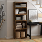 Furinno Jaya Book Shelf, 5-Tier Bookshelf, Bookcase with Adjustable Shelves, 9.5 x 24.5 x 71.2, for Organization and Storage, for Living Room, Bedroom, Home Office, Blackwood