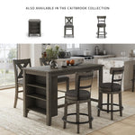 Signature Design by Ashley Valebeck Upholstered Swivel Stool, Cushioned Seat, Woven Fabric Upholstery, Wood, 24" H, Brown & Black