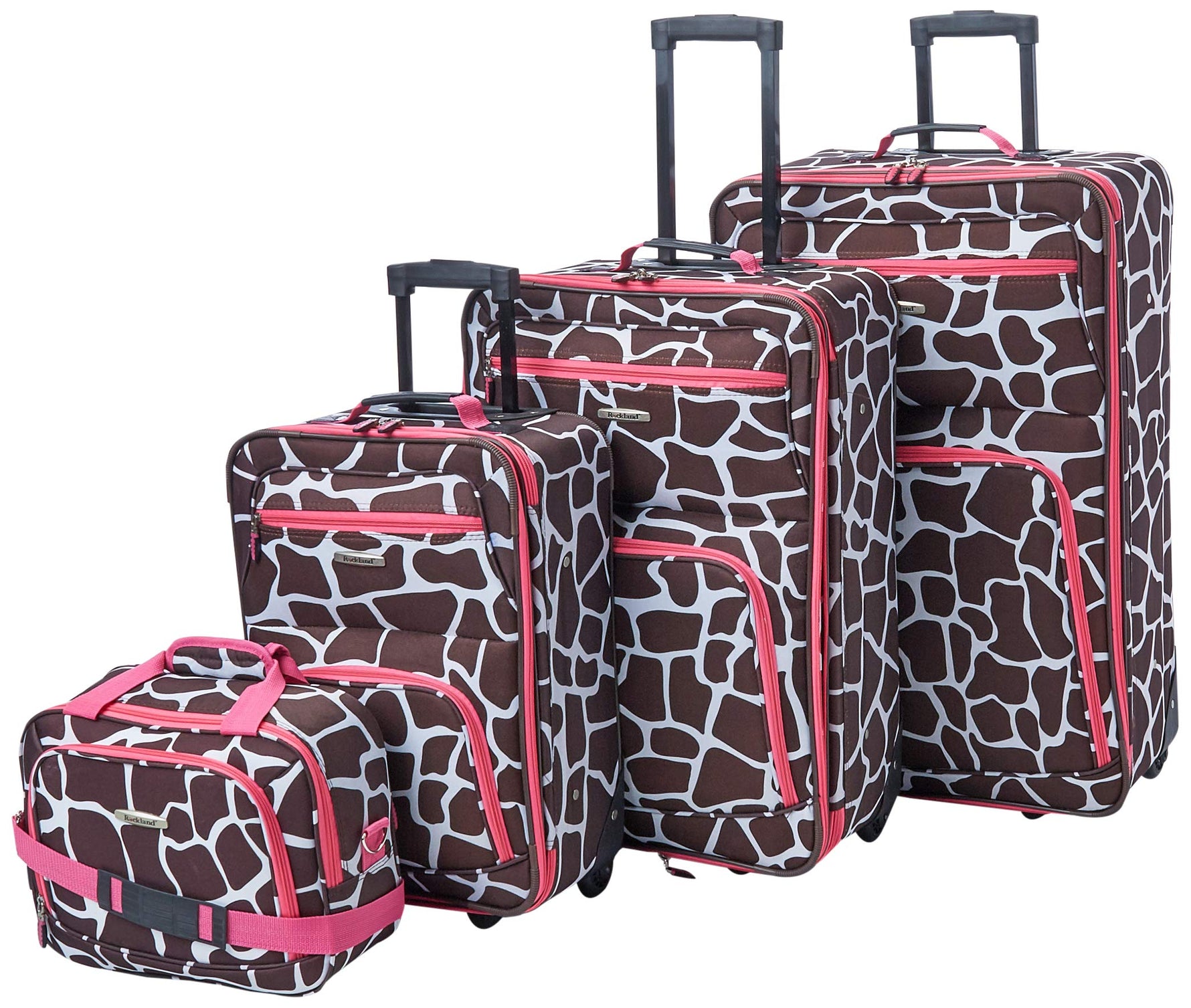 Rockland Fashion Softside 2 Piece Luggage Set, Expandable, (14" Tote/19" Upright), Purple