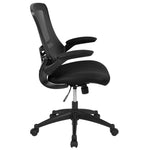 Flash Furniture Kelista Mid-Back Swivel Office Chair with Adjustable Seat Height, Ergonomic Mesh Desk Chair with Flip-Up Armrests, Black