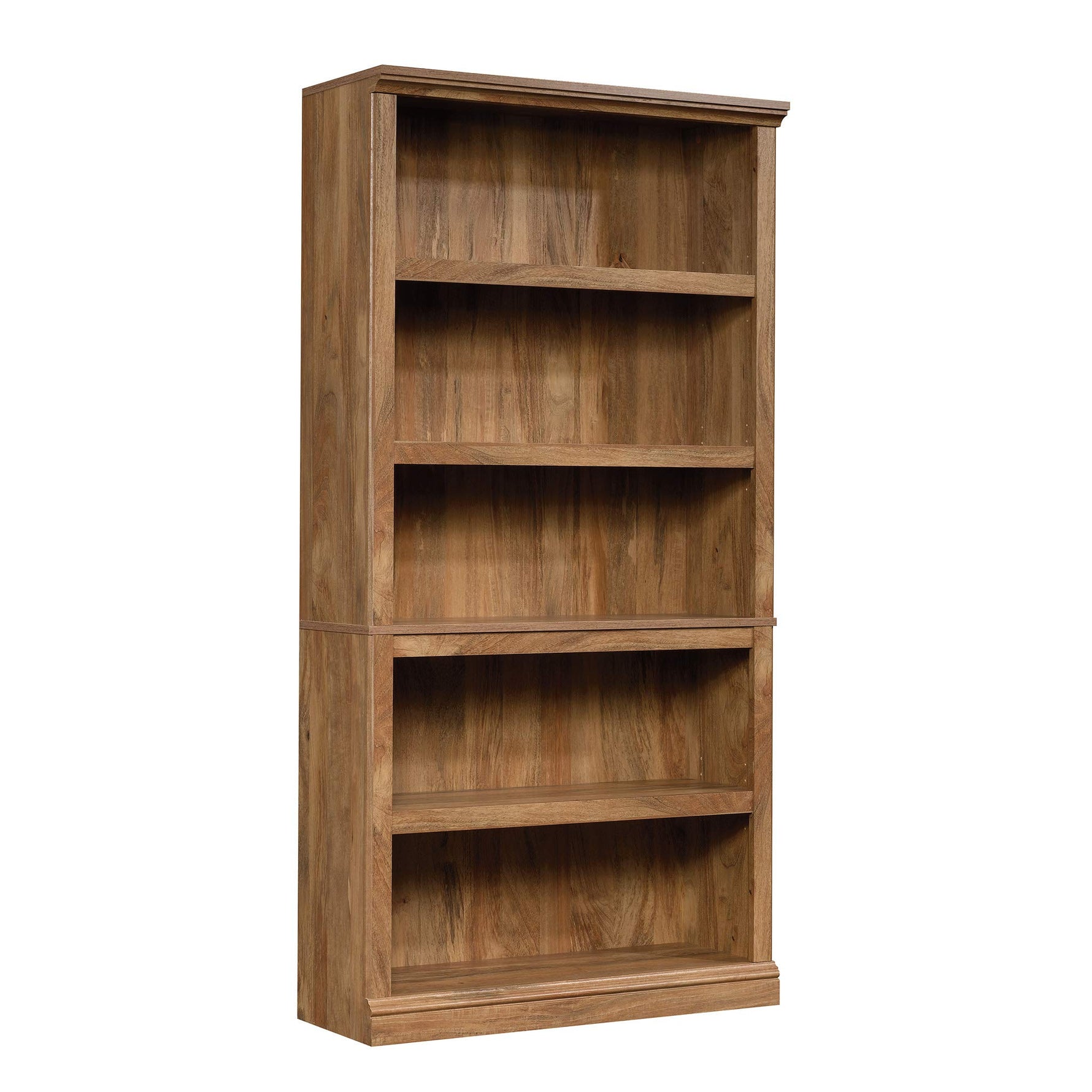 Sauder 5-Shelf Split Bookcase/ Book shelf, Oiled Oak finish