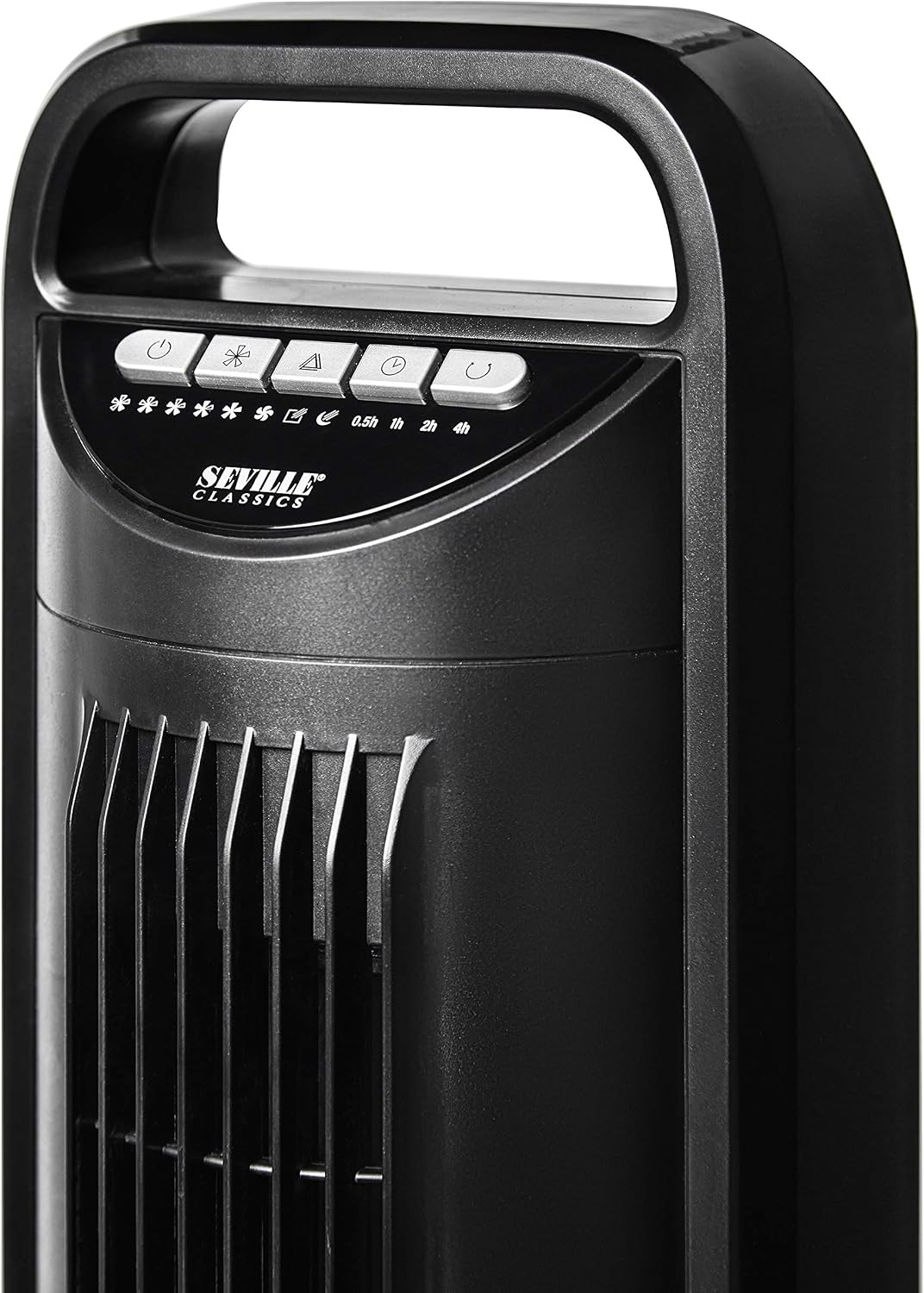 Seville Classics UltraSlimline Indoor Bladeless Oscillating Tower Fan Quiet Cooling LED Display Space-Saving for Home w/Remote and 7.5H Timer, Black, 40" 5-speed (115 degrees)