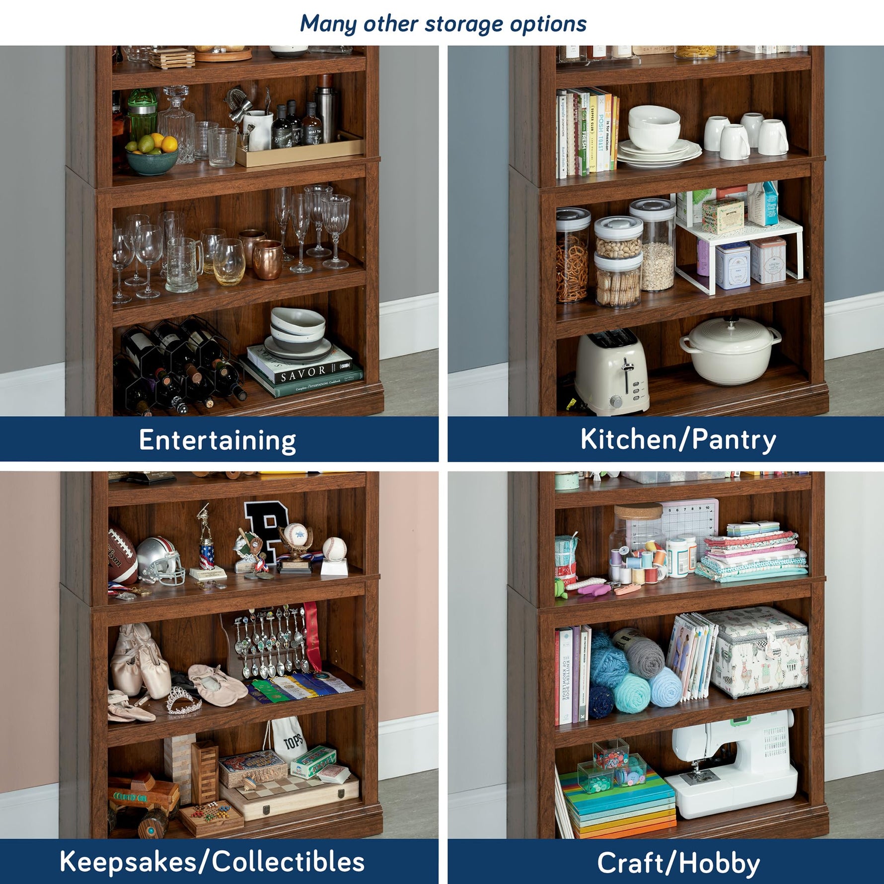 Sauder 5-Shelf Split Bookcase/ Book shelf, Oiled Oak finish