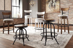 Signature Design by Ashley Valebeck Upholstered Swivel Stool, Cushioned Seat, Woven Fabric Upholstery, Wood, 24" H, Brown & Black