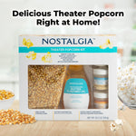 Nostalgia Theater Popcorn Machine Kit - Popcorn Kit With 1 Lb. Kernels & 12.5 Oz Butter Oil for Home Snacks - All-In-One Popcorn Kit with Ranch, White Cheddar & Nacho 3 Oz Seasonings for Easy Popping