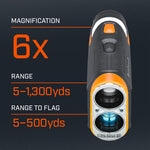 Bushnell Golf Tour V6 Shift Laser Rangefinder with Slope Compensation, 1300-Yard Range, Flag Lock Vibration, Magnetic Cart Mount, 6X Magnification, Waterproof – Tournament Legal
