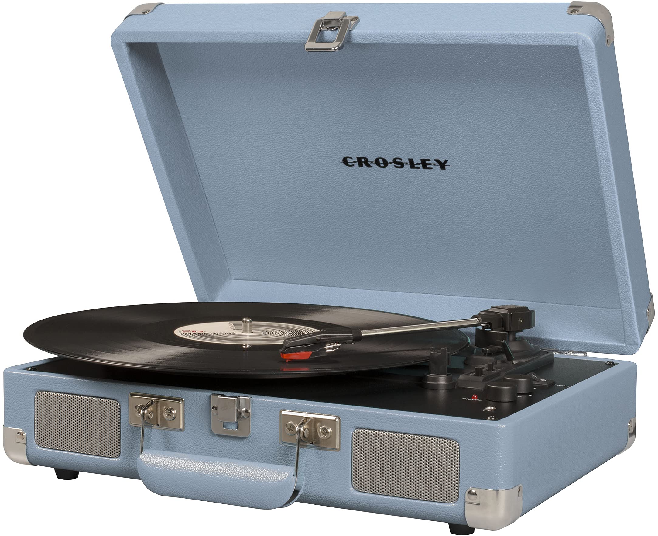 Crosley CR8005F-TN Cruiser Plus Vintage 3-Speed Bluetooth in/Out Suitcase Vinyl Record Player Turntable, Tourmaline