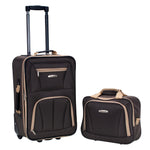 Rockland Fashion Softside 2 Piece Luggage Set, Expandable, (14" Tote/19" Upright), Purple