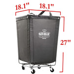 Corner Heavy-Duty Canvas Hamper w/Wheels, 24"W x 17.7"D, Natural White | Space-saving corner design holds 3 to 4 loads of laundry with a durable steel frame, smooth-rolling locking wheels
