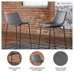 Signature Design by Ashley Centiar 24" Counter Height Modern Bucket Barstool, 2 Count, Black