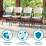 LIFETIME 42803 Commercial Grade Folding Chairs, 4 Pack, Almond