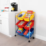 Seville Classics Rolling Utility Organizer Storage Cart , for Home Office, School, Classroom, Scrapbook, Hobby, Craft, 15 Drawer, Black