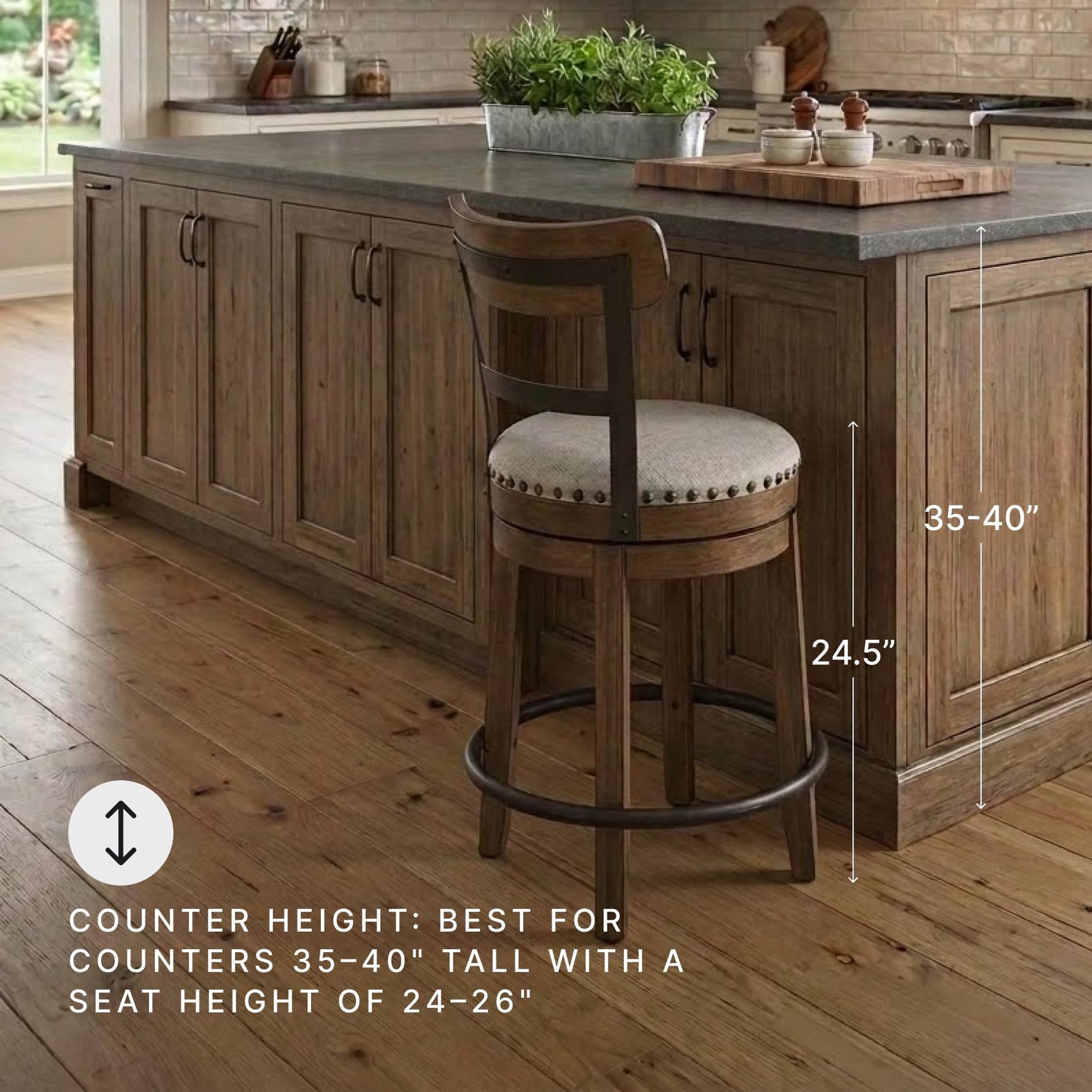 Signature Design by Ashley Valebeck Upholstered Swivel Stool, Cushioned Seat, Woven Fabric Upholstery, Wood, 24" H, Brown & Black